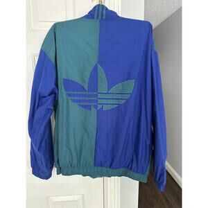 Vintage Adidas Windbreaker Hoodie Mens Trefoil Multicolor Colorblock XL Teal
